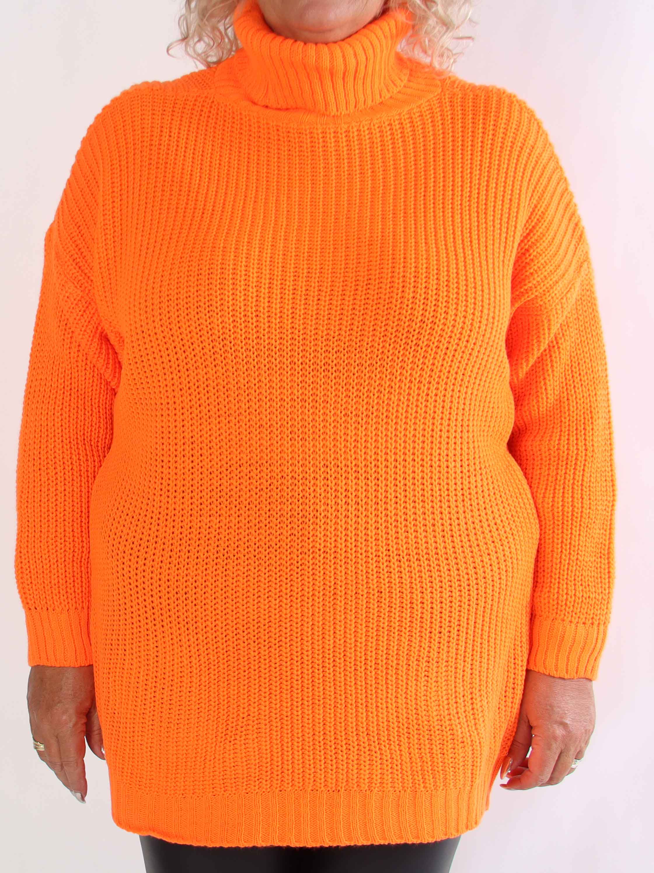 Cindy - Enfärgad mysig stickad plus size tröja med polokrage